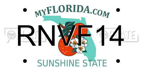 RNVF14 Florida License Plate