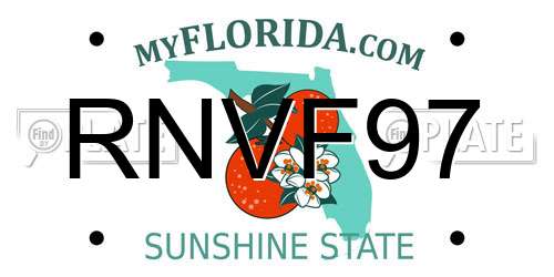 RNVF97 Florida License Plate