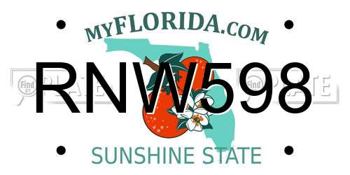RNW598 Florida License Plate