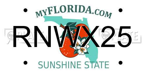 RNWX25 Florida License Plate