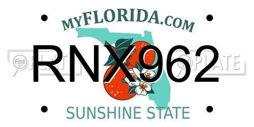RNX962 Florida License Plate