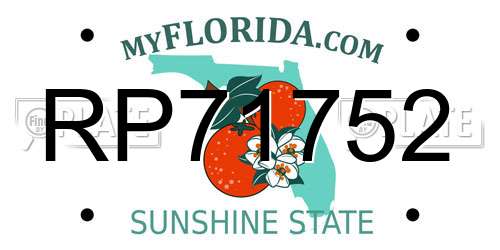 RP71752 Florida License Plate