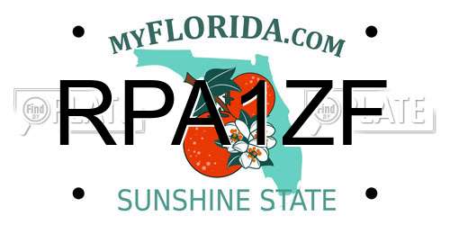 RPA1ZF Florida License Plate