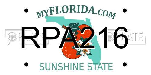 RPA216 Florida License Plate