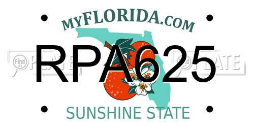 RPA625 Florida License Plate