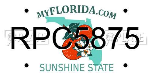 RPC5875 Florida License Plate