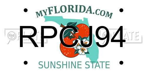 RPCJ94 Florida License Plate
