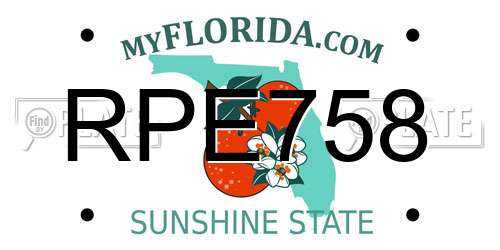 RPE758 Florida License Plate