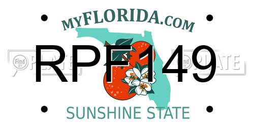 RPF149 Florida License Plate