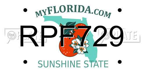 RPF729 Florida License Plate