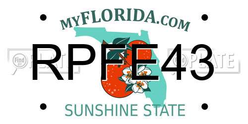 RPFE43 Florida License Plate