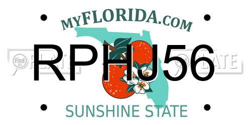 RPHJ56 Florida License Plate