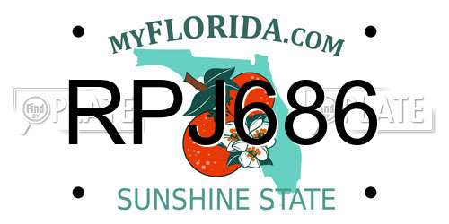 RPJ686 Florida License Plate