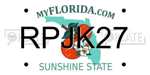 RPJK27 Florida License Plate