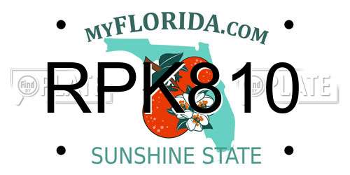 RPK810 Florida License Plate