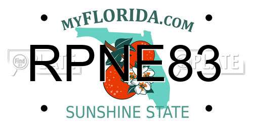 RPNE83 Florida License Plate