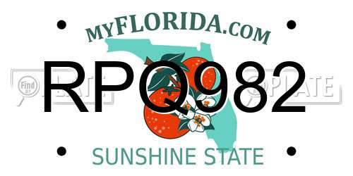 RPQ982 Florida License Plate