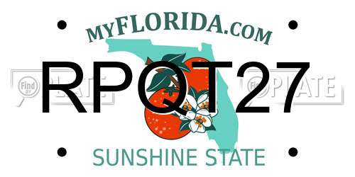 RPQT27 Florida License Plate