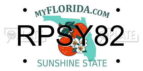 RPSY82 Florida License Plate