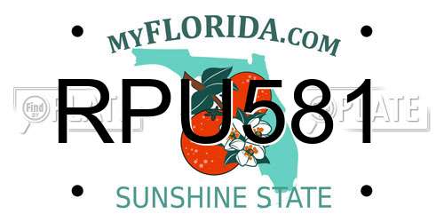 RPU581 Florida License Plate