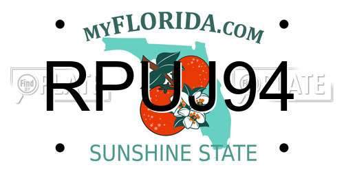 RPUJ94 Florida License Plate