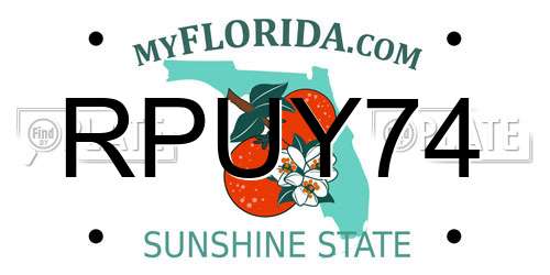 RPUY74 Florida License Plate