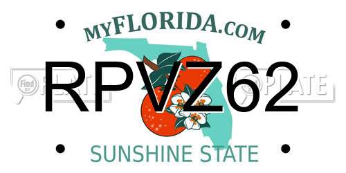 RPVZ62 Florida License Plate