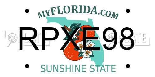 RPXE98 Florida License Plate