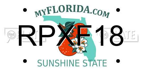 RPXF18 Florida License Plate