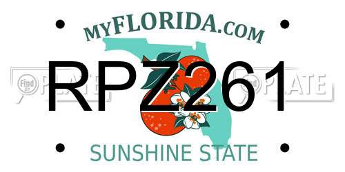 RPZ261 Florida License Plate