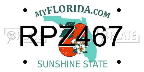 RPZ467 Florida License Plate