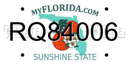 RQ84006 Florida License Plate