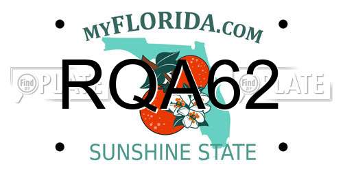 RQA62 Florida License Plate