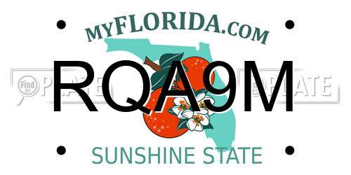 RQA9M Florida License Plate