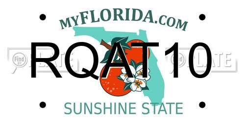 RQAT10 Florida License Plate