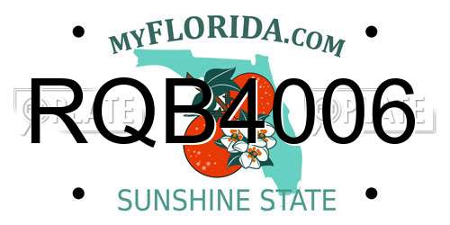 RQB4006 Florida License Plate
