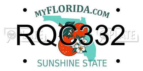 RQC332 Florida License Plate