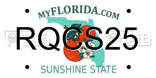 RQCS25 Florida License Plate