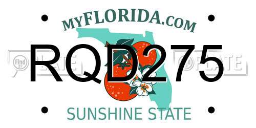 RQD275 Florida License Plate