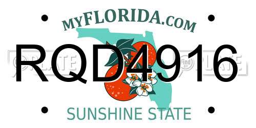 RQD4916 Florida License Plate