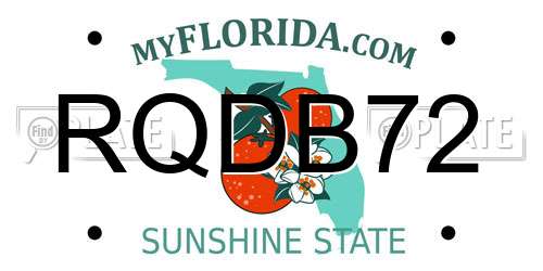RQDB72 Florida License Plate