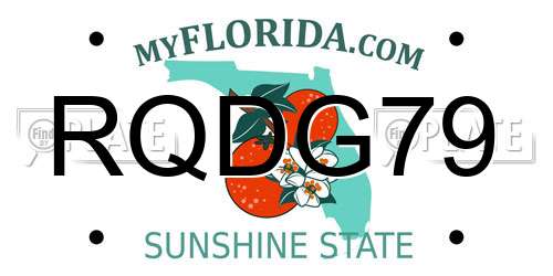 RQDG79 Florida License Plate