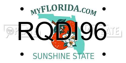 RQDI96 Florida License Plate