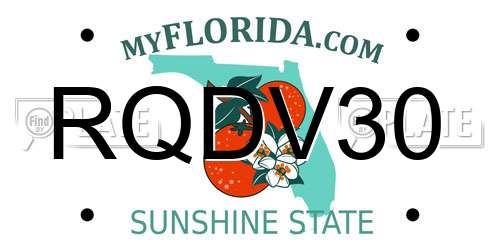 RQDV30 Florida License Plate
