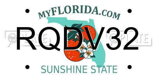RQDV32 Florida License Plate