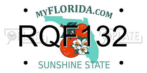 RQF132 Florida License Plate