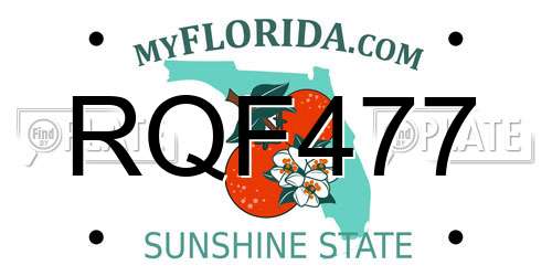 RQF477 Florida License Plate
