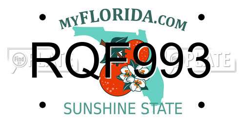 RQF993 Florida License Plate