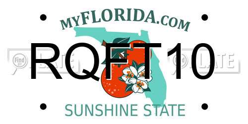 RQFT10 Florida License Plate