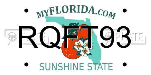 RQFT93 Florida License Plate